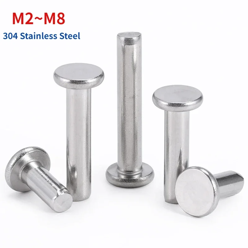 

M2 M2.5 M3 M4 M5 M6 M8 GB109 A2-70 304 Stainless Steel Flat Round Head Solid Rivet Self Plugging Knock-on Rivet Nail Bolts