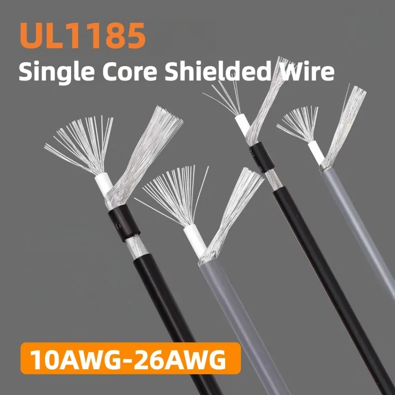 UL1185 Single Core Shielded Wire 10AWG‑26AWG Tinned Copper Audio Signal Electronic Cable 300V