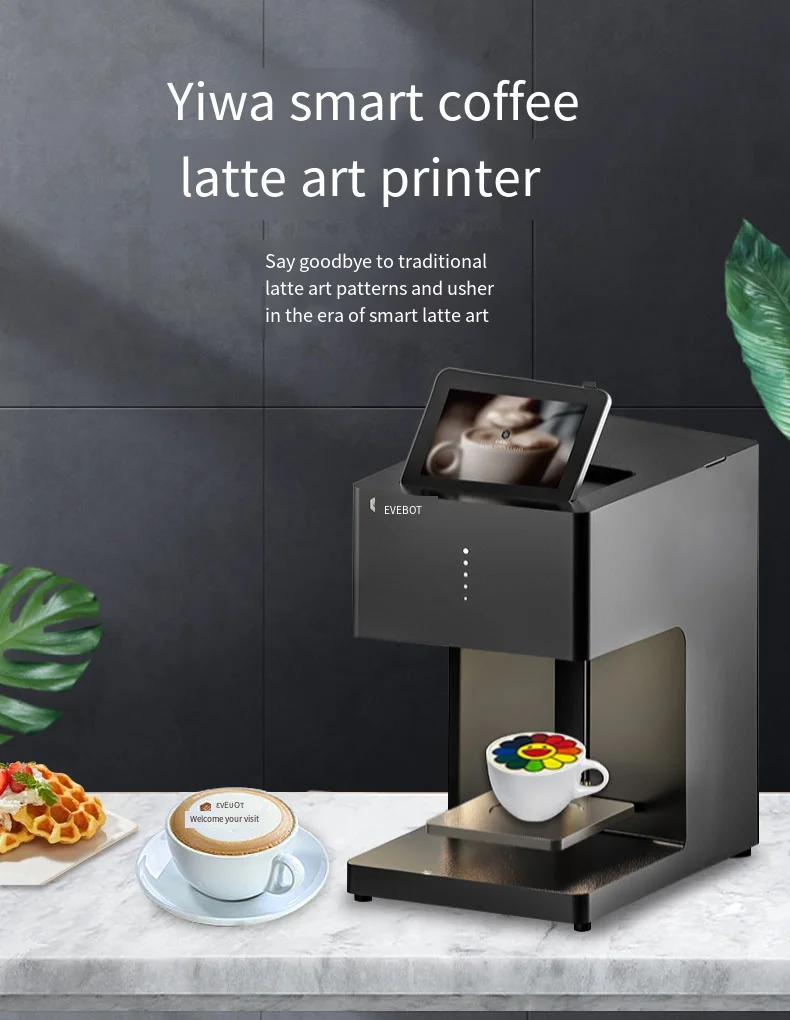 STLF JW ل EVEBOT EB-FC1 Selfie صورة الطباعة طابعة القهوة عالية الجودة رائجة البيع اللون الصالحة للأكل الفن WIFI XP600 طباعة للقهوة #3