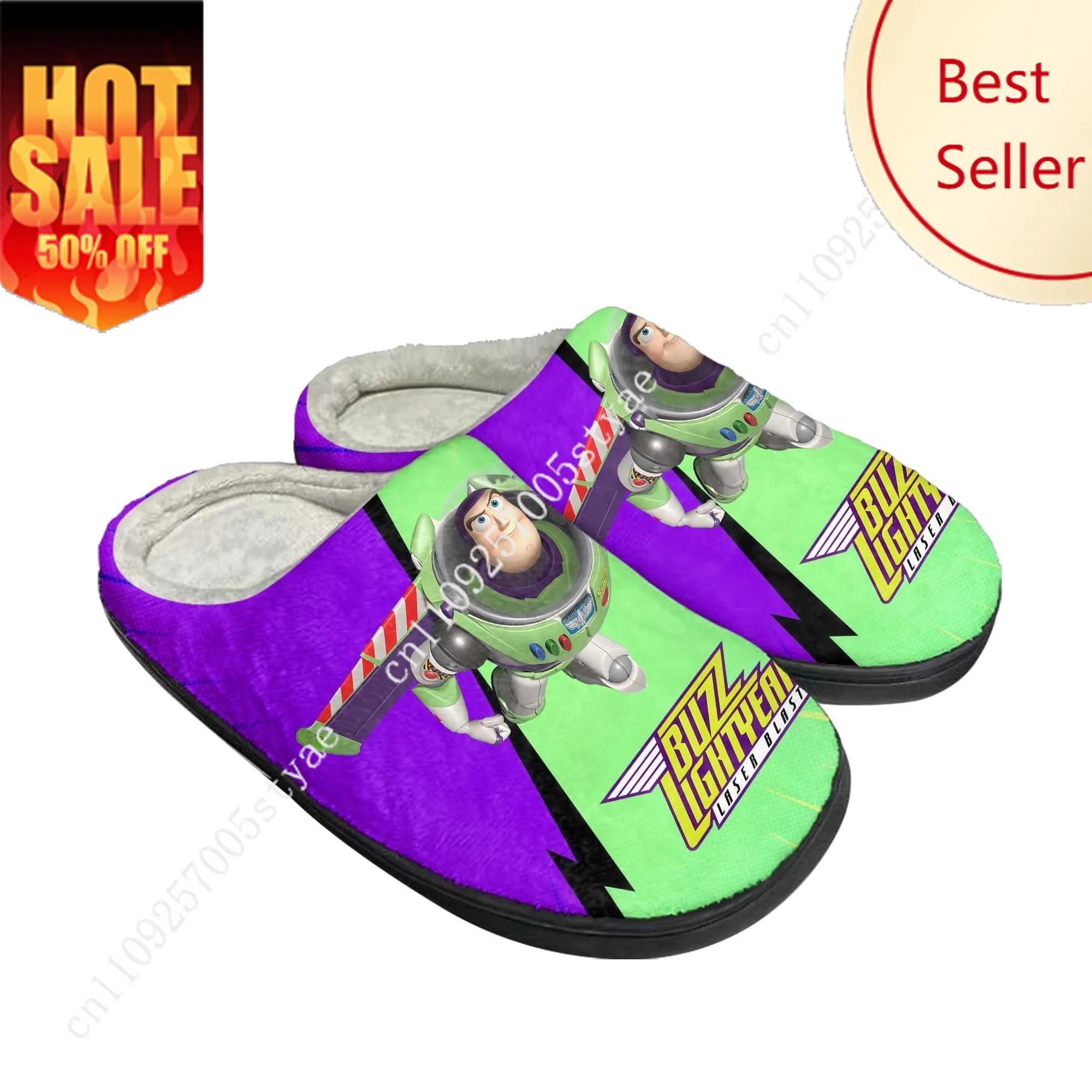 

Buzz Lightyear Cotton Slippers Disney Cartoon Decorate Plush Indoor Shoes Design Your Party Holiday Gifts Custom Shoe