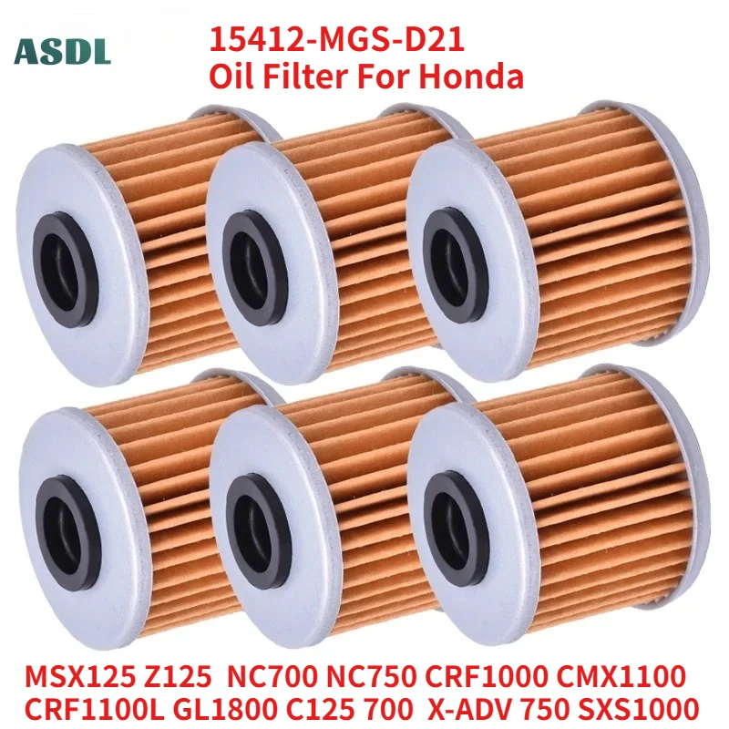 

15412-MGS-D21 Oil Filter For Honda MSX125 Z125 NC700 NC750 CRF1000 CMX1100 CRF1100L GL1800 C125 700 Integra X-ADV 750 SXS1000