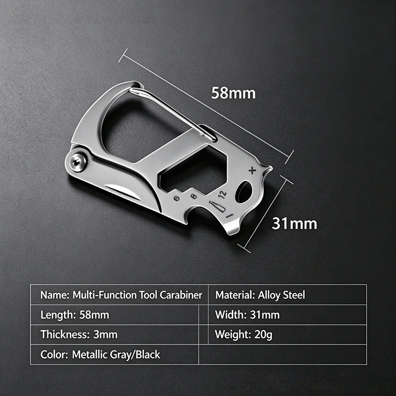 Multifunctional Stainless Steel Car Keychain - 6-in-1 EDC Tool Outdoor Knife/Bottle Opener/Screwdriver Emergency Portable Kit