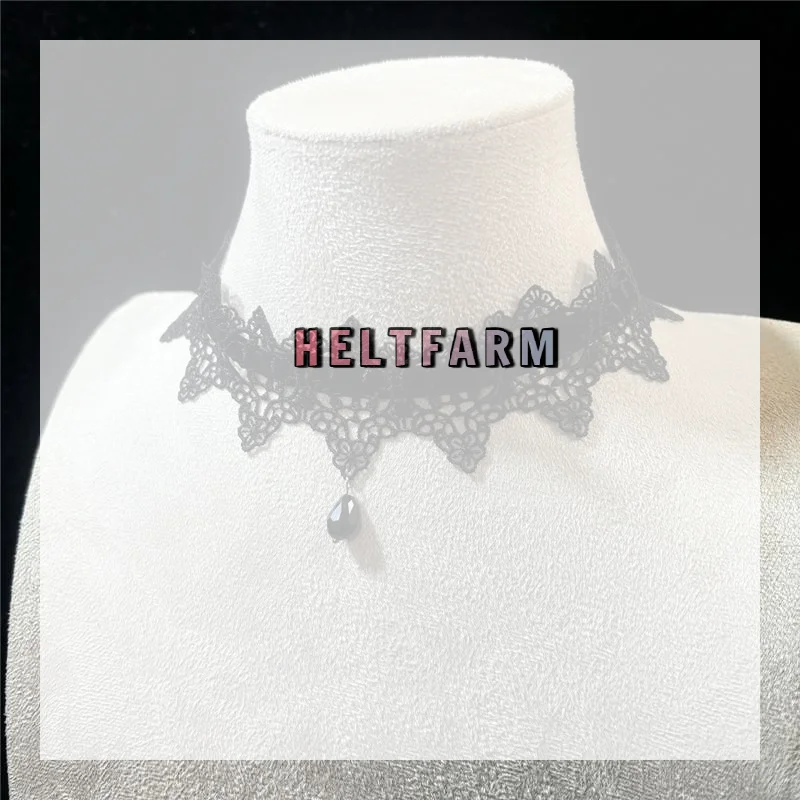 /HTF/New Sexy Lace Flower Necklace For Women Gothic Punk Velvet Collar Choker Black Waterdrop Pendent Necklace Strap Bow Jewelr
