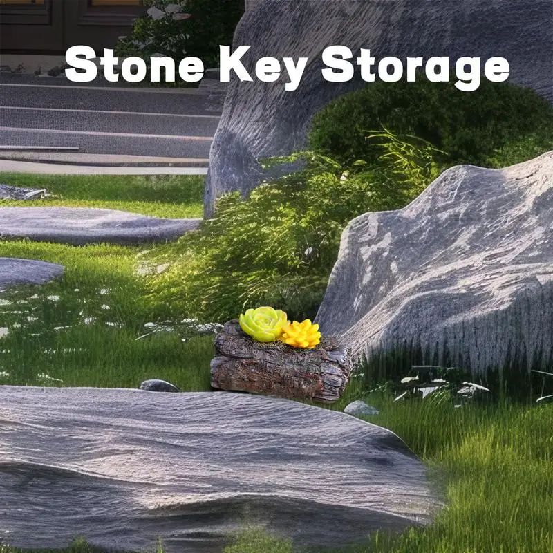 Escondido Stone Rock Key Hider, cofre secreto para um novo proprietário ou alguém, espaçoso interior ao ar livre