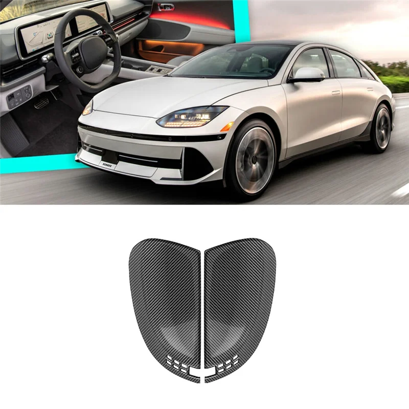 Car Carbon Fiber Rearview Side Glass Mirror Cover Trim Frame Side Mirror Caps for Hyundai IONIQ 6 2022 2023+