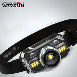 WARSUN Powerful Headlamp Red Headlight Zoom Head Lamp Flashlight 18650 Battery Type-C Rechargeable Fishing Lantern Head Torch