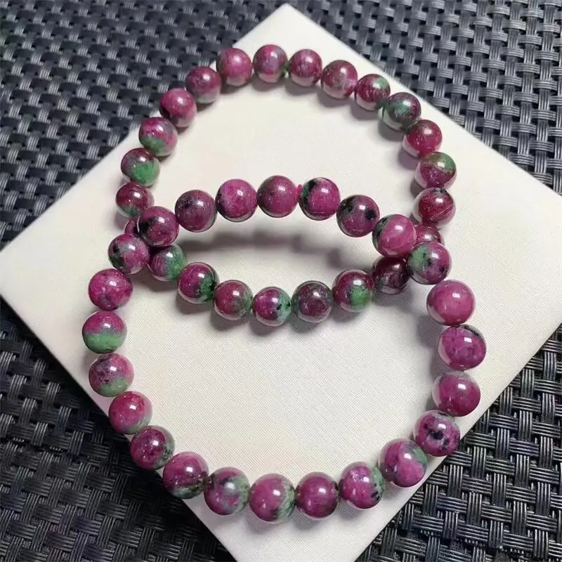 Natural Ruby In Zoisite Bracelet Fashion Crystal Gemstone Woman Amulet Jewelry Healing Healing Gift 8MM