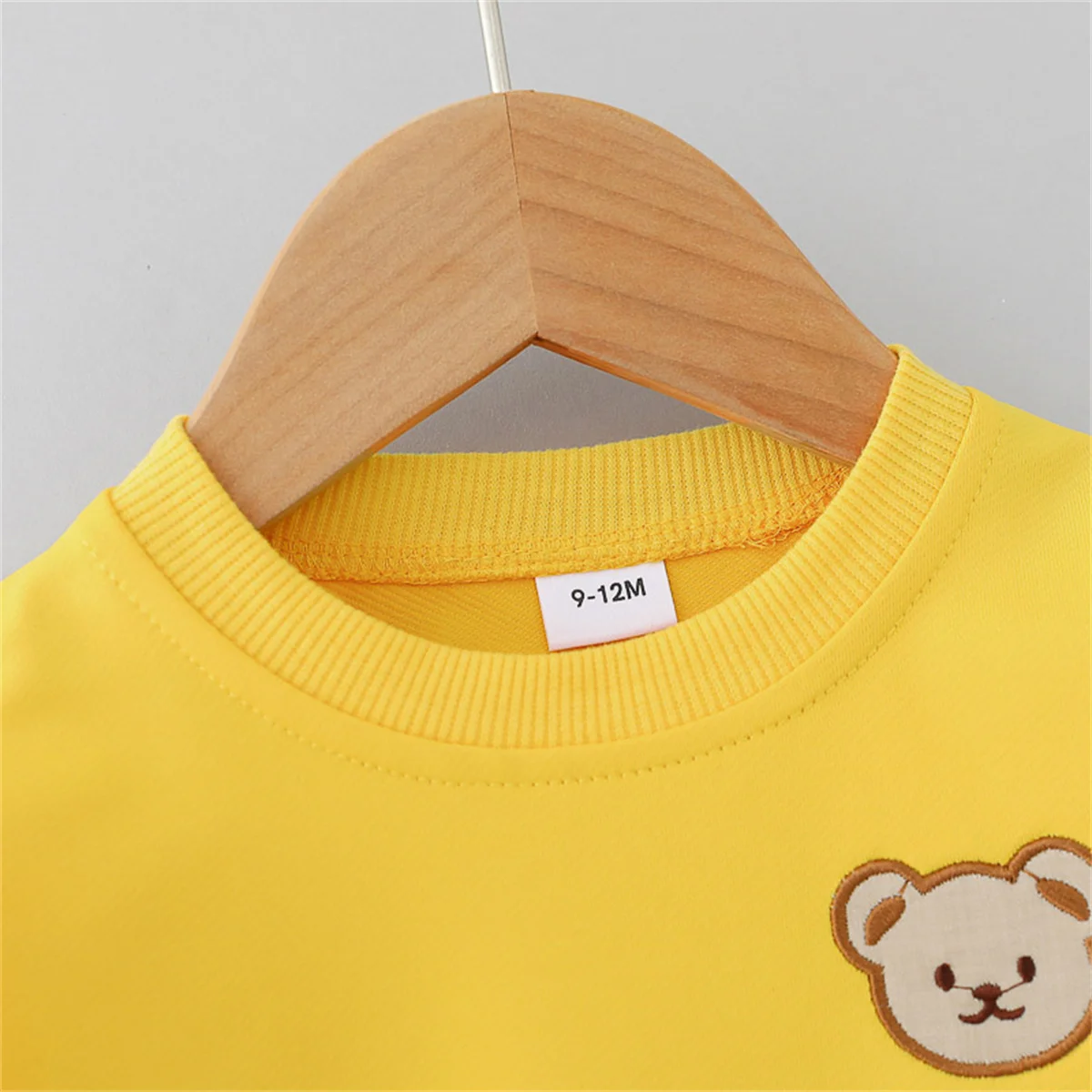 2PCS Children\'s Set Spring and Autumn Simple Little Bear Head Round Neck Long Sleeve Pants