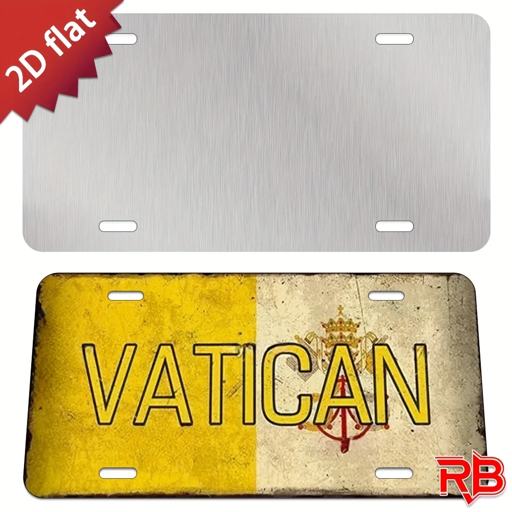 2D Flat Design, a Vintage Vatican City Metal Wall Decoration - Large Size 30X15 Cm / 11.81X5.9 Inches Heavy-Duty Aluminum Plaque