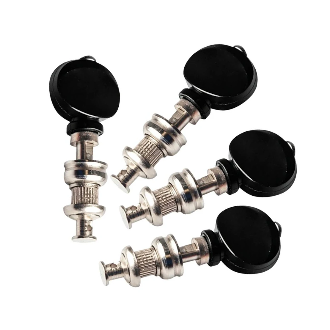 4pcs Ukulele Tuners Nickel w/ Black Buttons Precision Tuning Key Pegs Machine Head