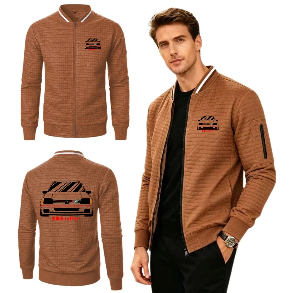 Wrc 205 Gti Car Rallye Racing Jacket Daily Fitness Mens Sweatshirt Simplicity Baseball Collar Waffle Coat Retro Youth Streetwear