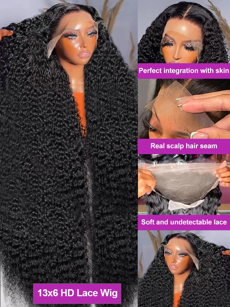 عالية الكثافة 250% 40 50 بوصة موجة عميقة 13x6 HD الدانتيل الجبهة باروكة من شعر طبيعي فضفاض موجة المياه مجعد 13x4 الدانتيل شعر مستعار أمامي شعر الإنسان