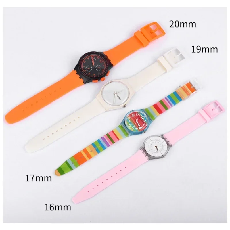 for Swatch 16mm 17mm 19mm 20mm Silicone Watch Band Colorful Rubber Strap Sports Replacement Wrist Bracelet Men Women Accessories