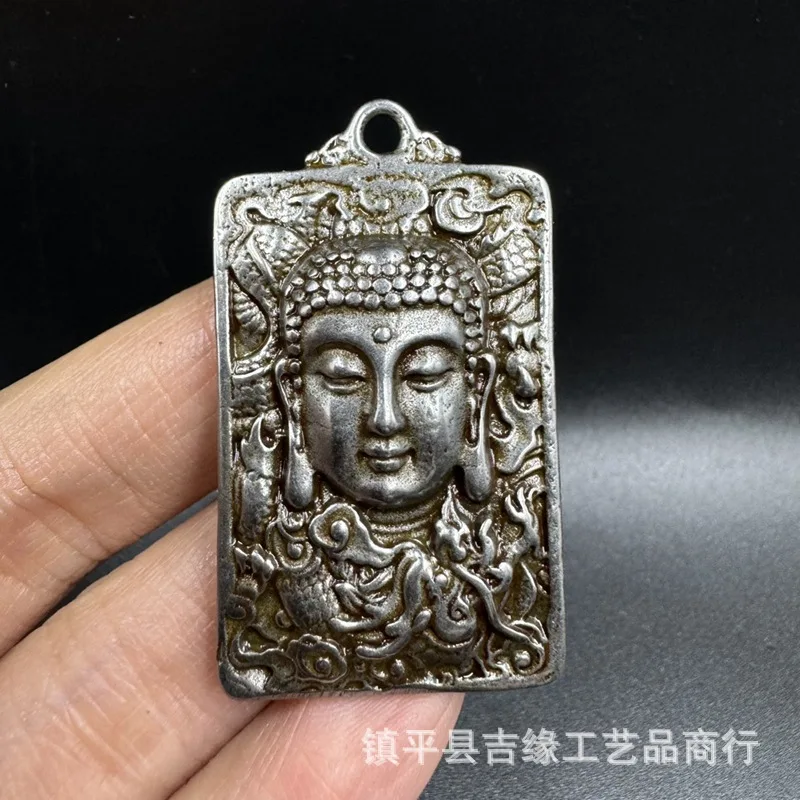 

Iron Great Sun Tathagata Pendant Vintage Buddha Statue Buddha Head Necklace Iron Pendant Tag