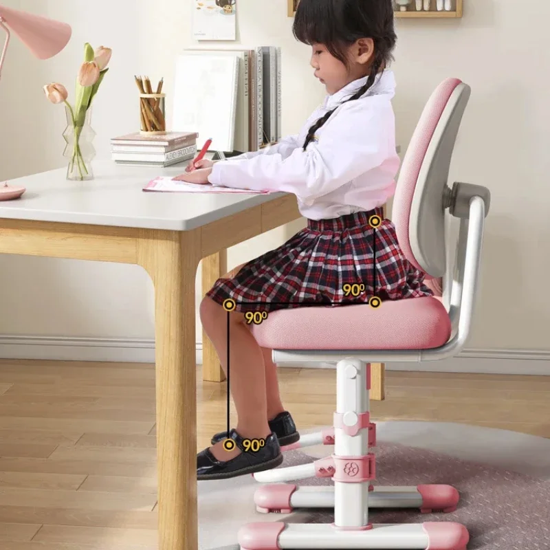 Ergonomic Backrest Student Study Chair, Height Adjustable Learning Seat, Posture Correction Chair for Home Use