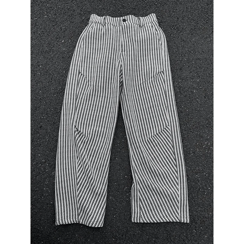 

Trendy Striped Men's Chic Pants Retro Straight Leg Wide Leg Loose Trousers Faionable Unisex Casual Pants