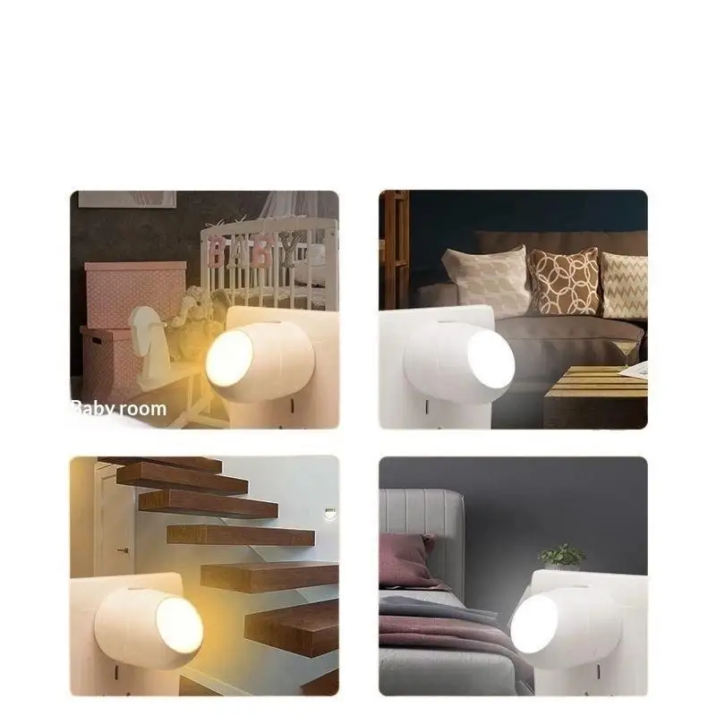 Plug In LED Night Light Auto Light Sensor 360 Degree Rotatable Energy Saving Soft Lamp for Nursery Bedroom Closet