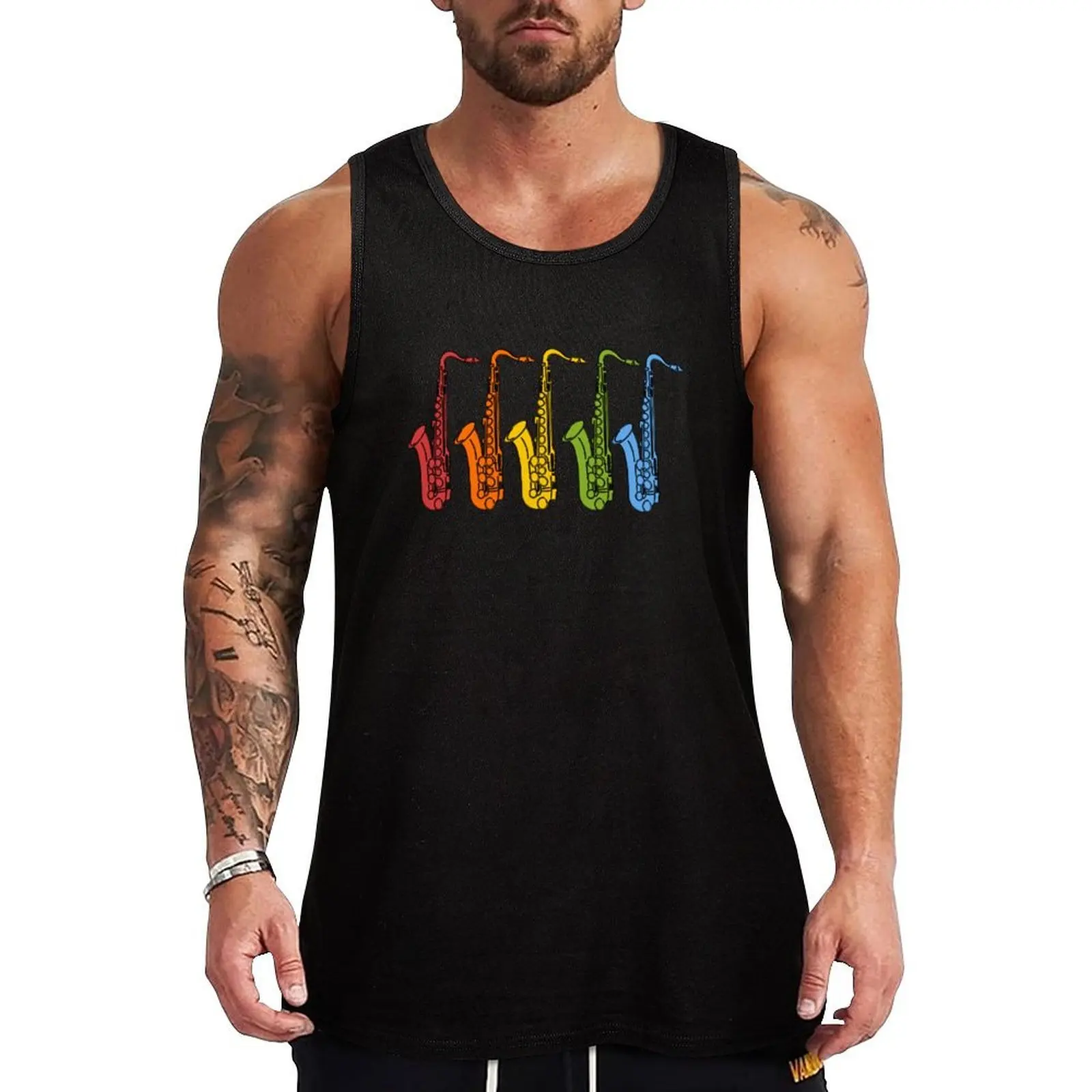 

Jazz Saxophonist Music Instrument Sax Retro Saxophone Tank Top Basic Casual Sleeveless Top Solid Lightweight Tank