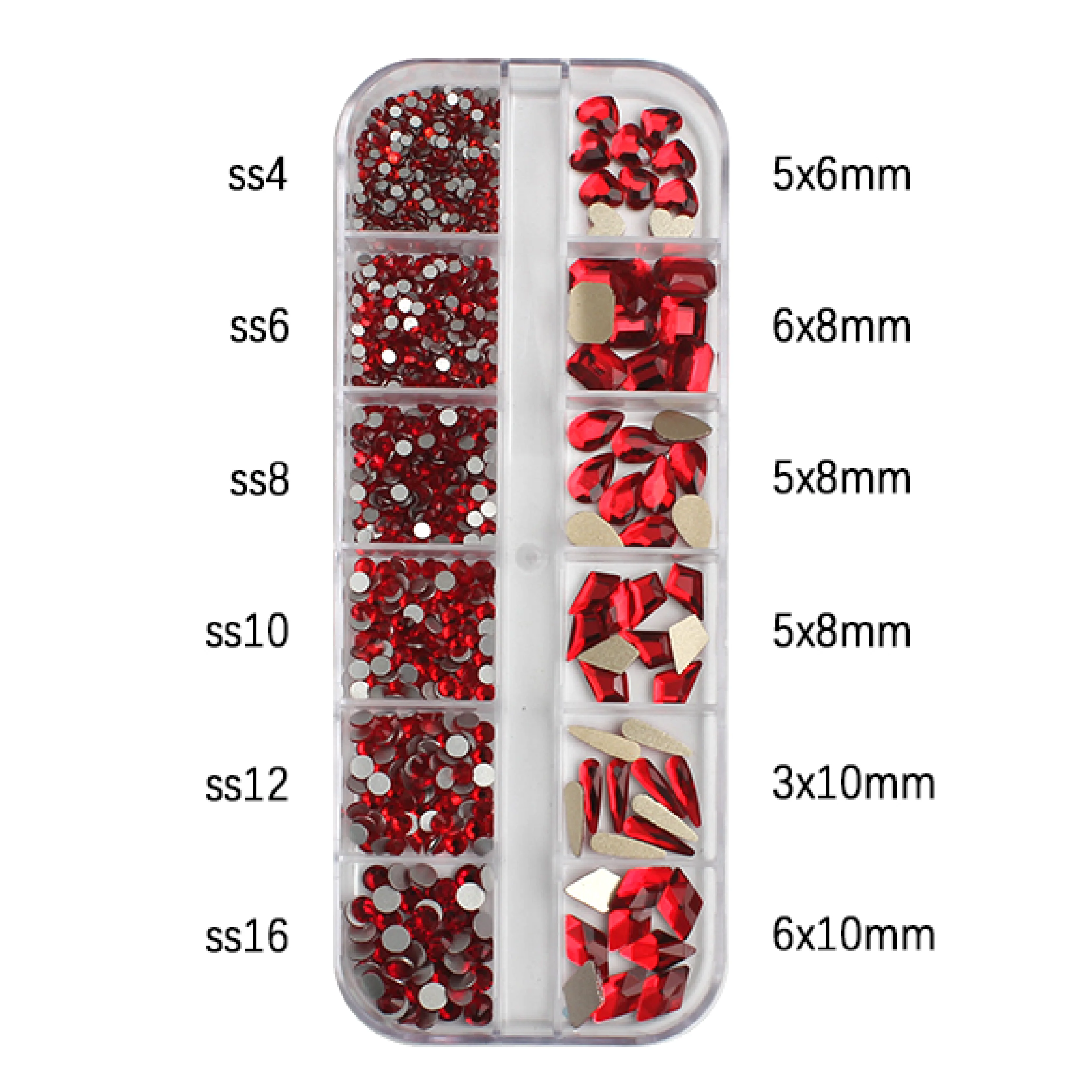 12 Grids Box New Set Flat Back Fancy Rhinestone and Small Round Diamond Combination For DIY Nail Art Accessories Crystals