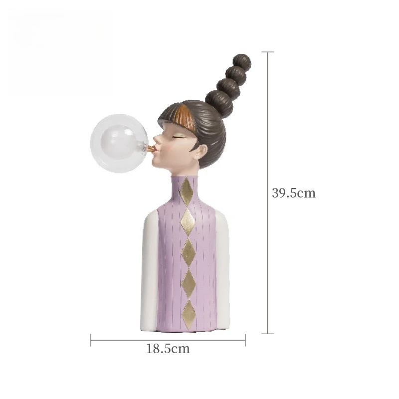 Cartoon Bubble Girl Nachtlicht Statue Skulptur Nordische Nachttischfiguren Heimdeko Atmosphärenlampe Kreatives Geschenk für Zimmer – Detail 23