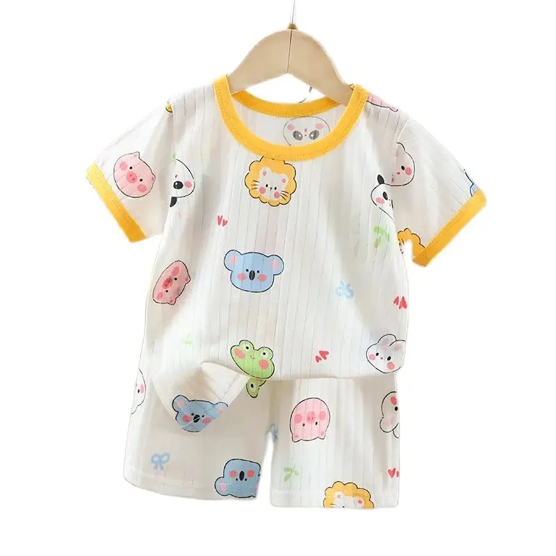 Dinosaur Baby Pajamas Set Cotton Child Pajamas Toddler Summer Sleeveless Baby Nightwear Pyjamas Kid Cartoon Homewear Clothes Set