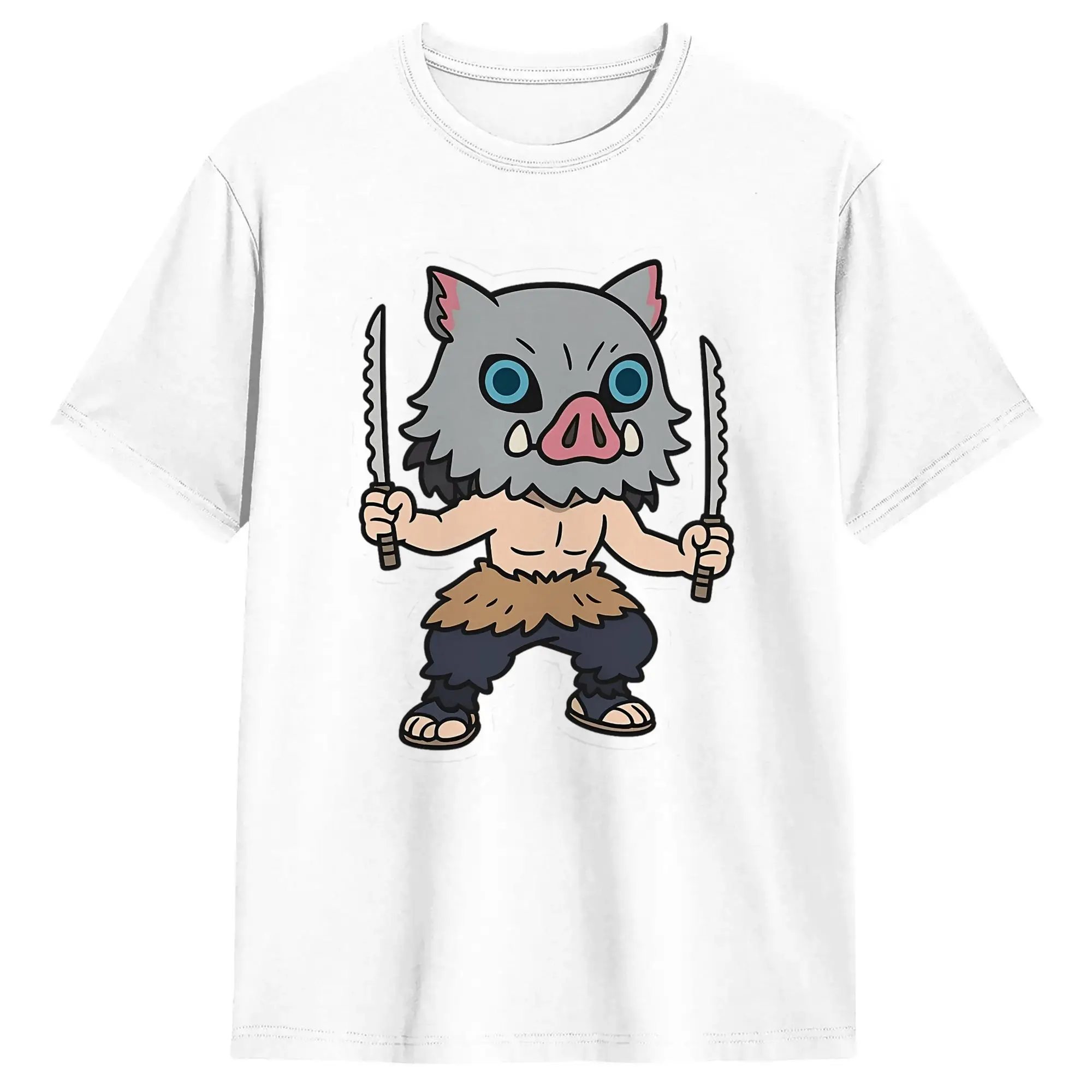 Inosuke T-Shirt Summer Demon Slayered Cotton T-Shirts For Men Fashion Print Tshirt Short Sleeve Vintage Top Tees