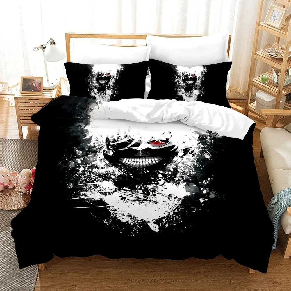 3D Printed Cartoons Tokyo Ghoul Kaneki Ken Bedding Set Duvet Cover Double Twin Full Queen King Adult Kids Bedclothes Quilt Cover