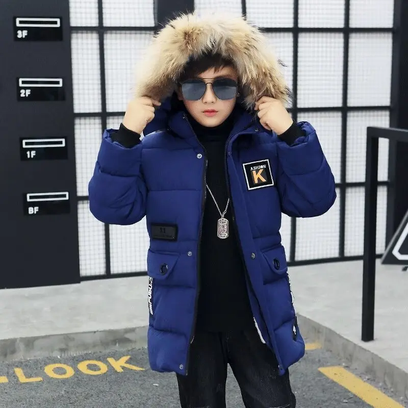 Boys Down Jacket Coat Overcoat Cotton 2023 Blue Warm Thicken Winter Plus Size Children\'s Clothing