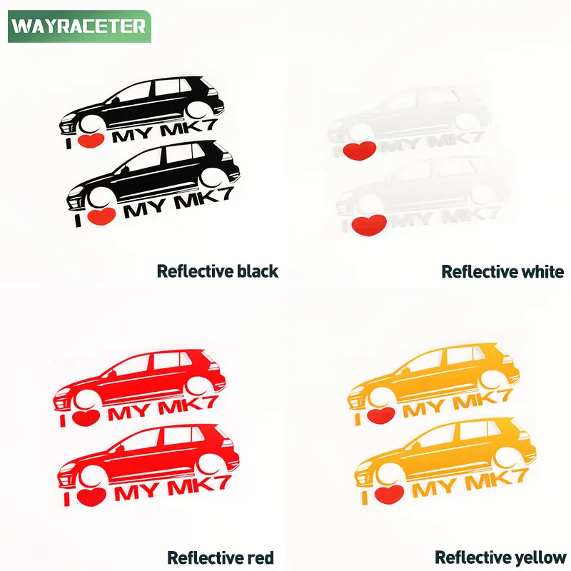 2 Pcs Reflective Window Sticker Creative Body Graphics Vinyl Decal For Volkswagen Golf 7 VW MK7 GTI GTD R Line Accessories