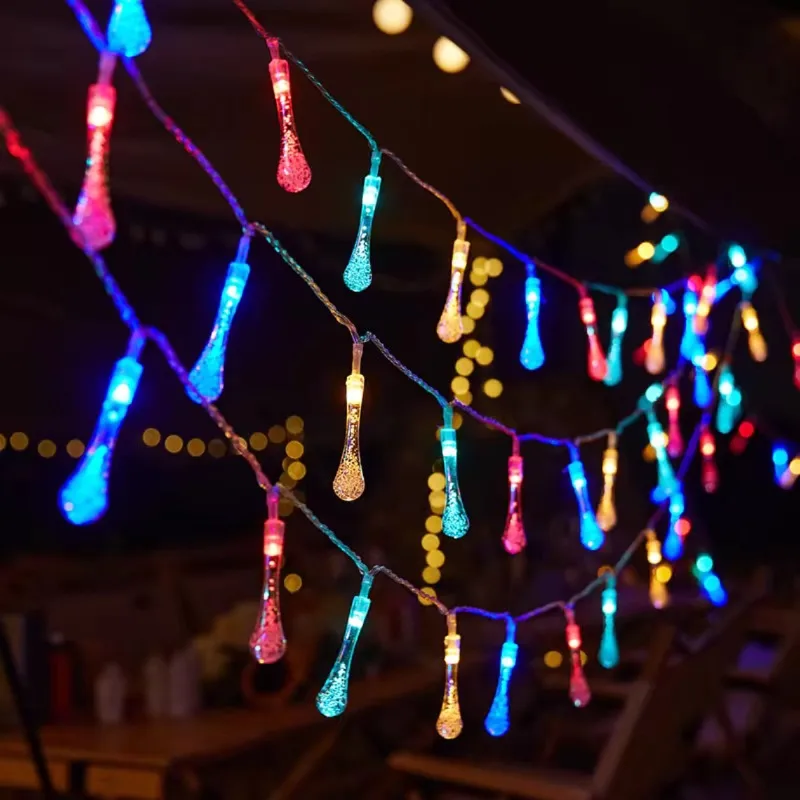 20LED Solar String Lights 5M Water Droplets Waterproof Outdoor Decoration Garland Fariy Lights Christmas Wedding Party Garden