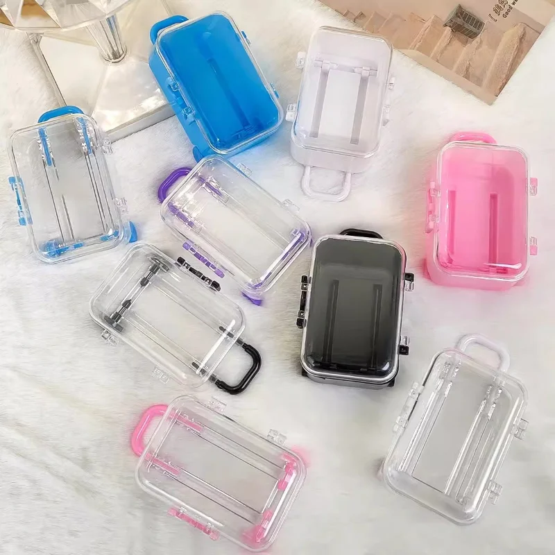 

INS Mini Trolley Case Storage Box Necklace Organizer Jewelry Boxes Personalized Creative Transparency Jewelry Packaging