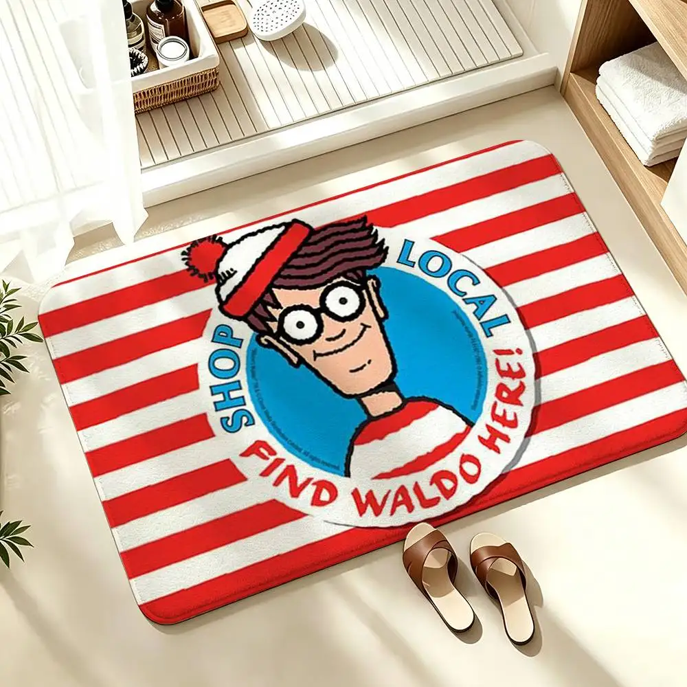Game W-Wheres W-WallyS Waldo World  Soft Absorbent Decorative Floor Mat for Bathroom Entryway Living Room