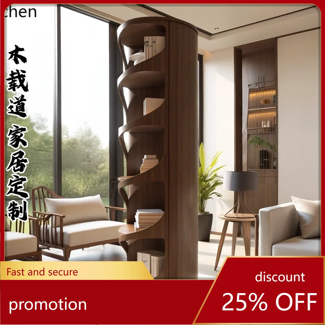 ZML Rotating Bookshelf Solid Wood Storage Rack Living Room Organizer Display Shelf