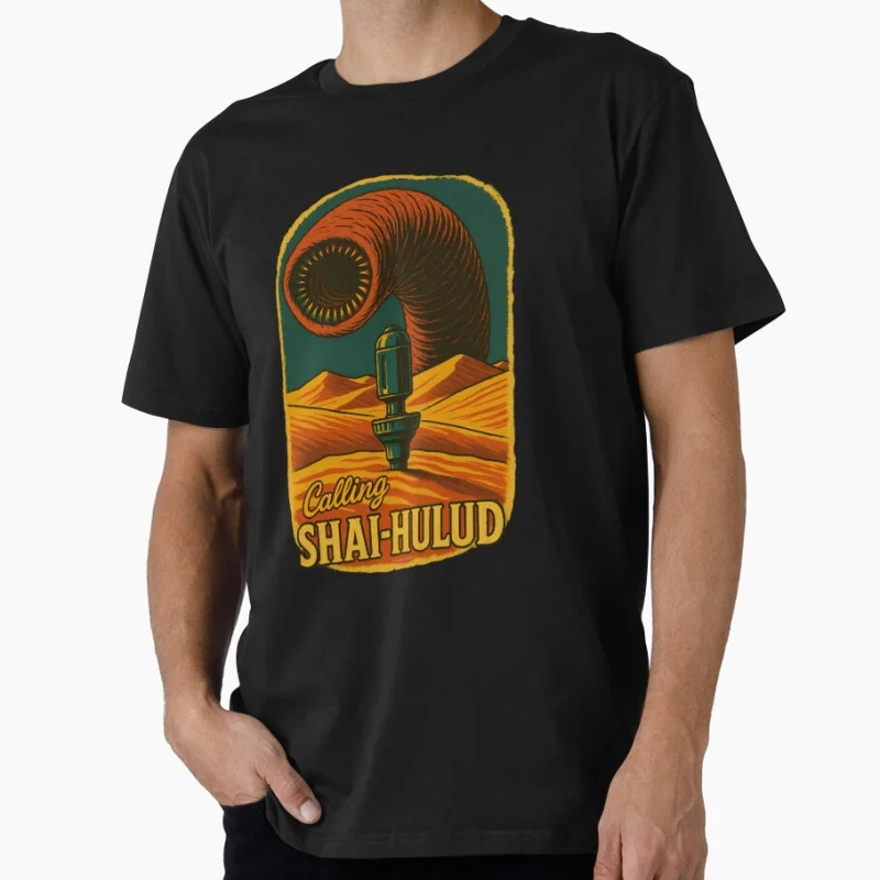 

Calling Shai Hulud The Sandworm Dune Vintage Sci fi Gift T shirt for man Large size Tops Retro movie Graphic Print Clothes