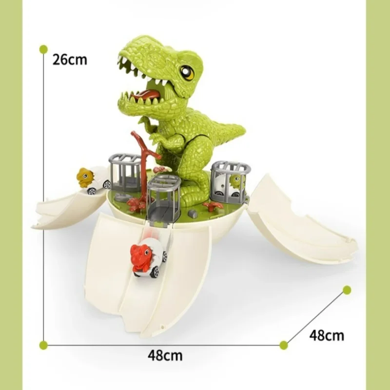 Jouets de dinosaure pour enfants, jouet œuf de dinosaure, modèle animal de simulation, piste de course, voiture Vorannosaure, cadeau d'anniversaire pour garçon de 3 à 6 ans