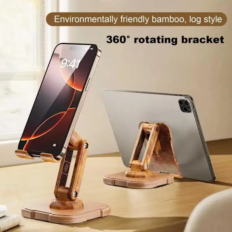 Houten telefoonhouder Opvouwbare standaard Smartphone-ondersteuning Tabletstandaard Desktop Telefoonhouder Beugel Draagbare telefoon Tablet Desktop Rack