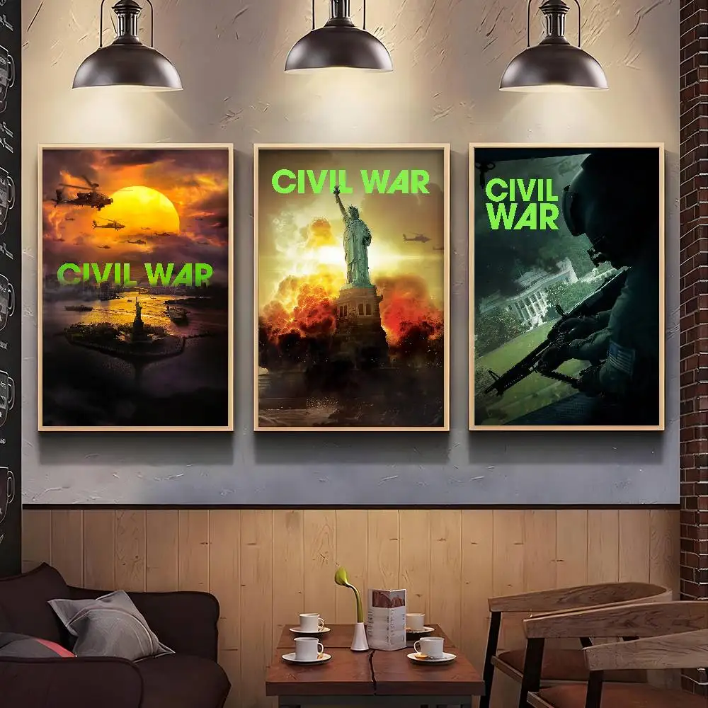 Movie Civil War Poster HD Paintings Self Adhesive Prints Waterproof Home Bedroom Living Room Decor Vintage Gift