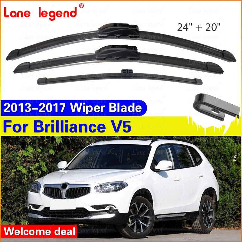 For Brilliance V5 2013 2014 2015 2016 2017 Car Front Rear Wiper Blades Soft Rubber Windscreen Wipers Auto Windshield