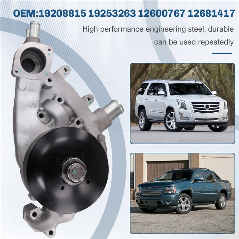 

AB61-Water Pump 19208815 12600767 12681417 19253263 For Hummer H2 2007-2009 H3 H3T Cadillac Escalade Colorado