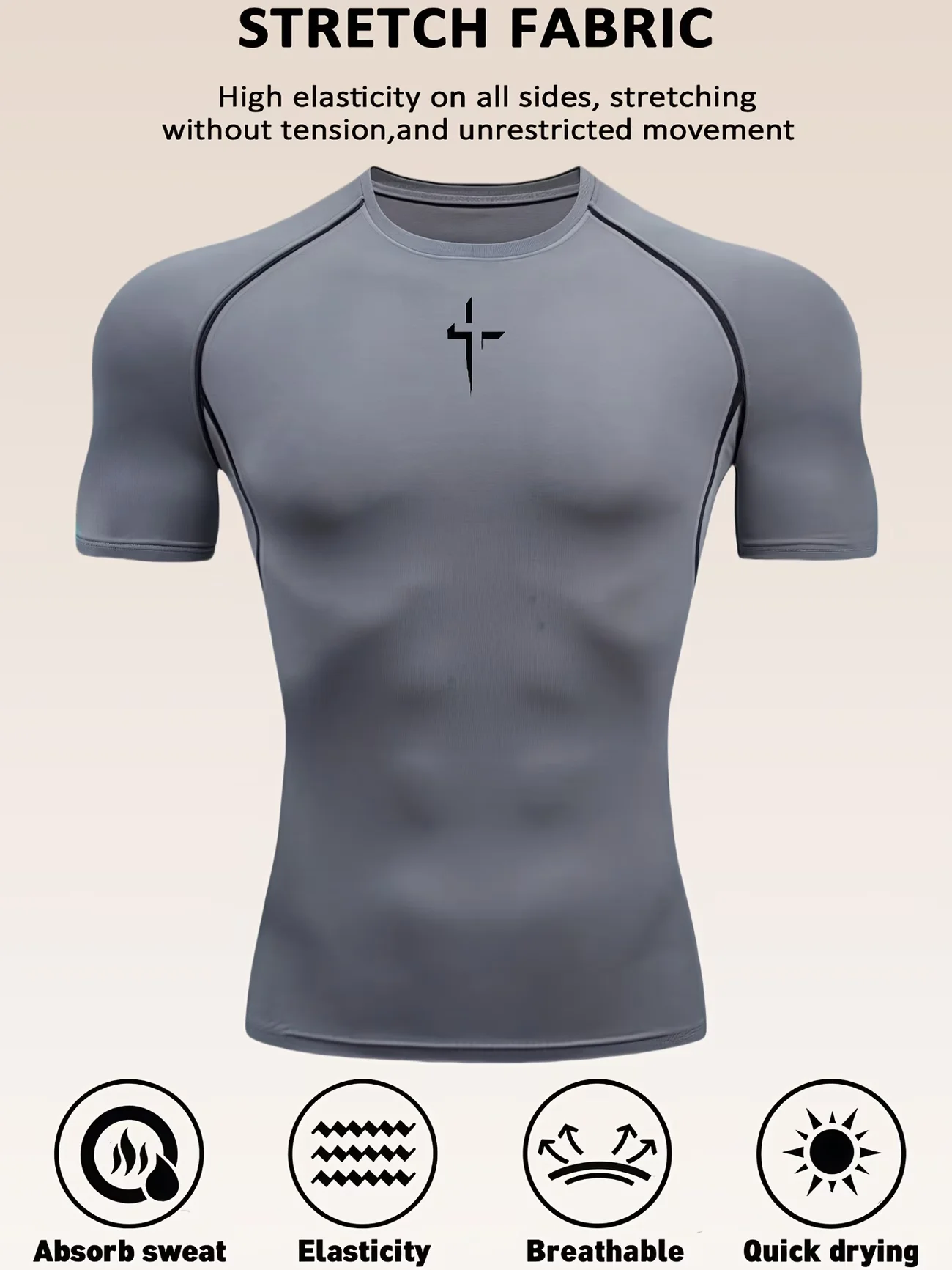 New Men's Print Bodybuilding Sports Compression Shirt Summer O-Neck T Shirt Gym Fitness Quick Dry Running t shirt for man