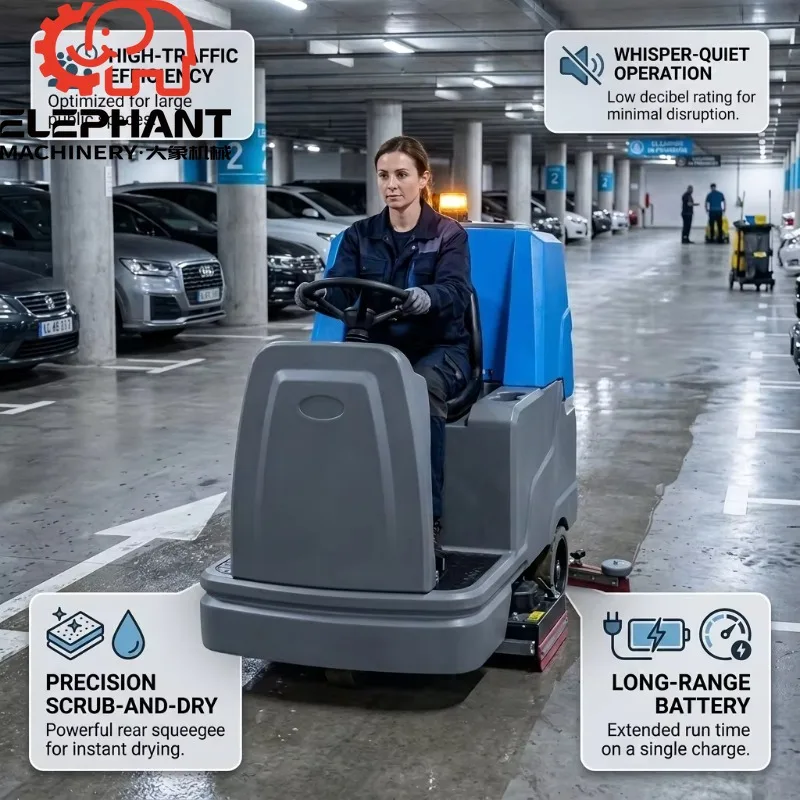 Customized Ride-on Floor Scrubber  Large Tank Efficiency 24V Battery Powered Floor Cleaning Machine For Underground