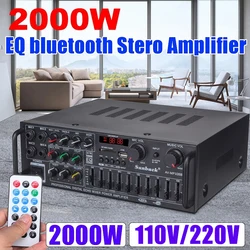 2000W Bluetooth 2.0 Channel Power Amplifier 12V 110V/220V Car Audio Power Amplifier with Remote Control