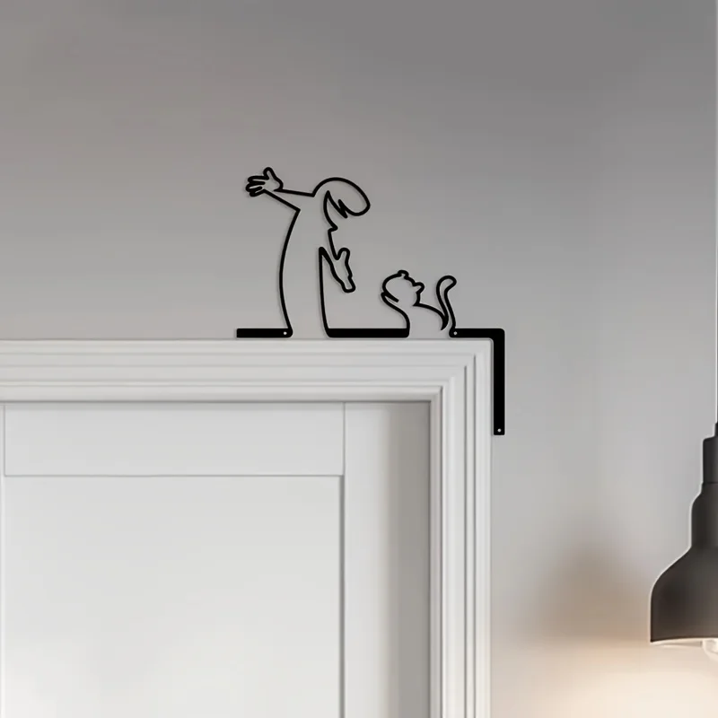 Plan Enchanting   Metal Wall Art - Minimalist Black & White Puppet Silhouette Wall Decor, Hand-Forged Iron Hanging 1pc