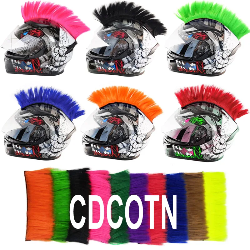 

10PCS Motorcycle Electric Helmet Decorations Colorful Hair Cockscomb Head Wig Skis Helmets Accessories Stickers Cosplay Styling