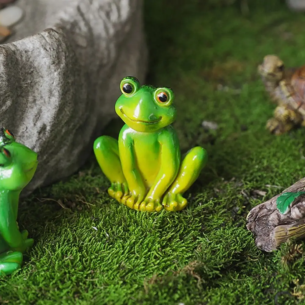 Flowerpot Decorations Resin Frog Figurines Mini Green Garden Frog Ornament Realistic Cartoon Micro Landscape Decoration Bonsai