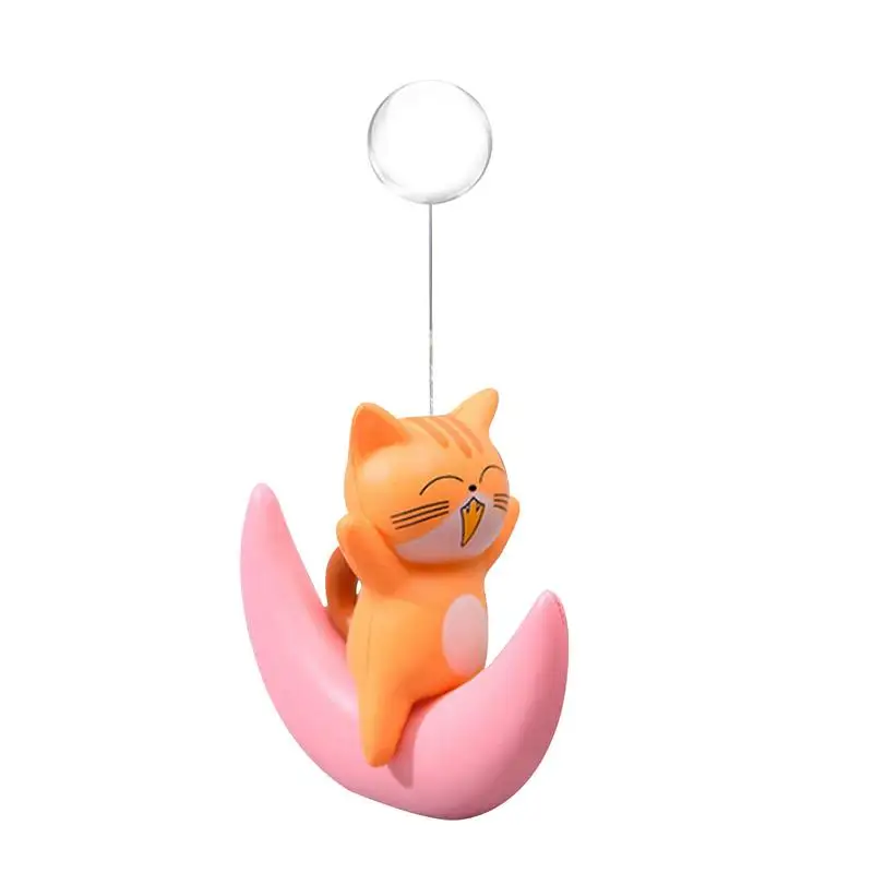 Cute Fish Tank Decor Unique Floating Moon Cat Aquarium Ornament 11.81in String Underwater World Floating Decor For Aquarium Fish