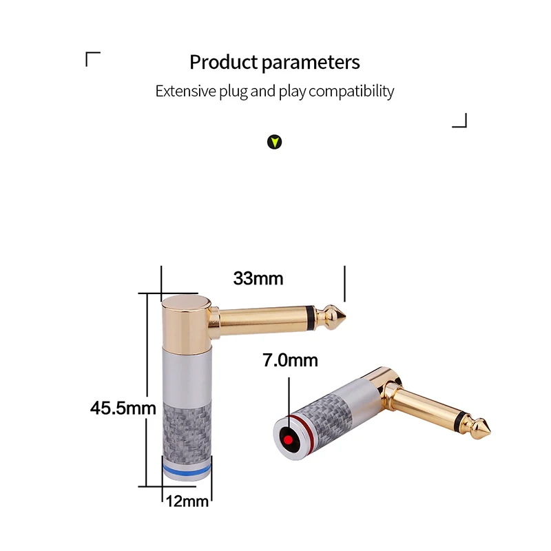 YYTCG 6.35mm wtyczka Mono do miksera mikrofon gitara złącza głośnikowe 90 stopni Adapter Audio 6.5mm złącze lutowane męskie
