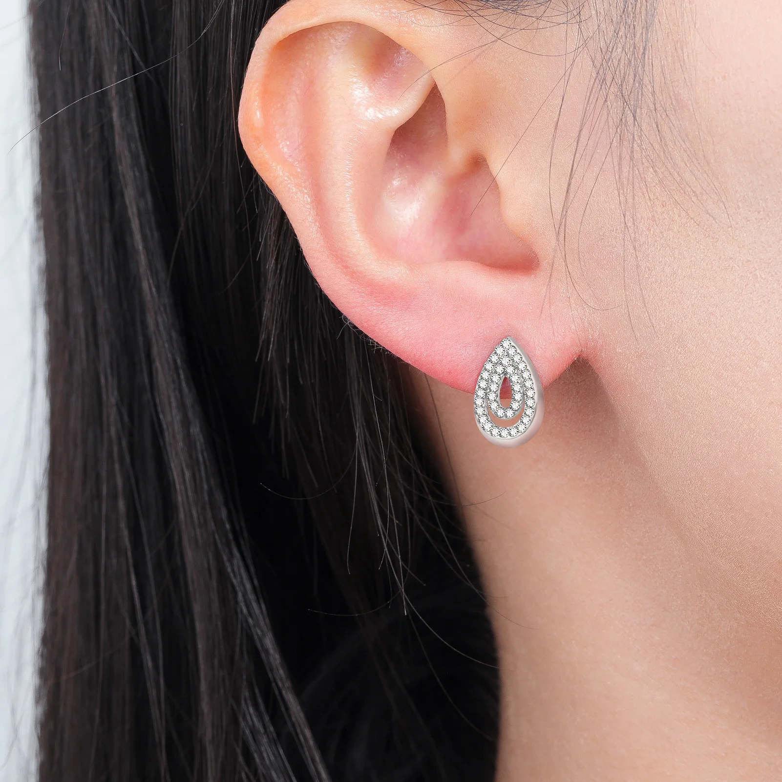 Kkjoy 3D-Strass-Ohrstecker, Kristall-Wassertropfen-Form, Ohrschmuck, Edelstahl-Ohrringe für Damen, Partygeschenk, Großhandel – Detail 6