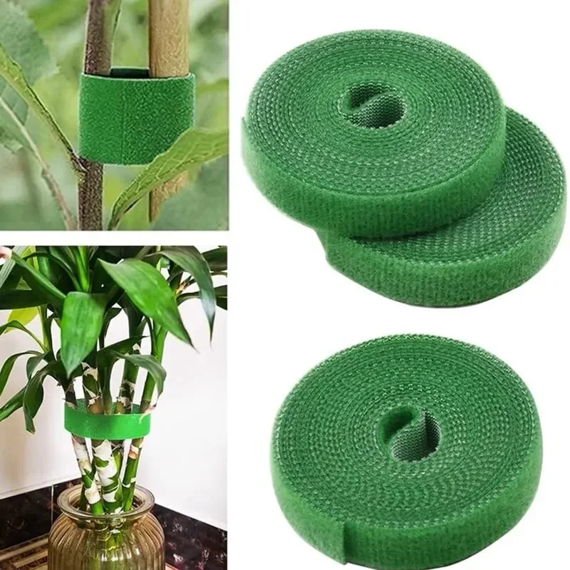 Correa de amarre de cordón, cinta de jardinería verde, rollo de 10m x 12mm en 1, reciclado y reutilizable