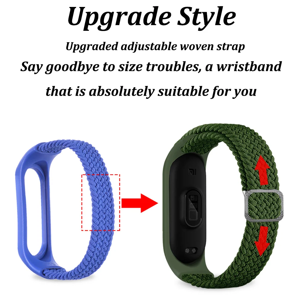 Adjustable Elastic Strap for Xiaomi Mi Band 7 6 5 4 3 Comfortable Fabric Bracelet Wristband for Xiaomi Mi Band 6 for Mi Band 5 4